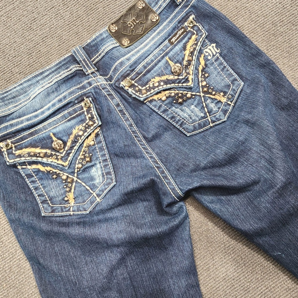 Miss Me Skinny Jeans Women 30 Blue Studded Pocket Embellished Y2K